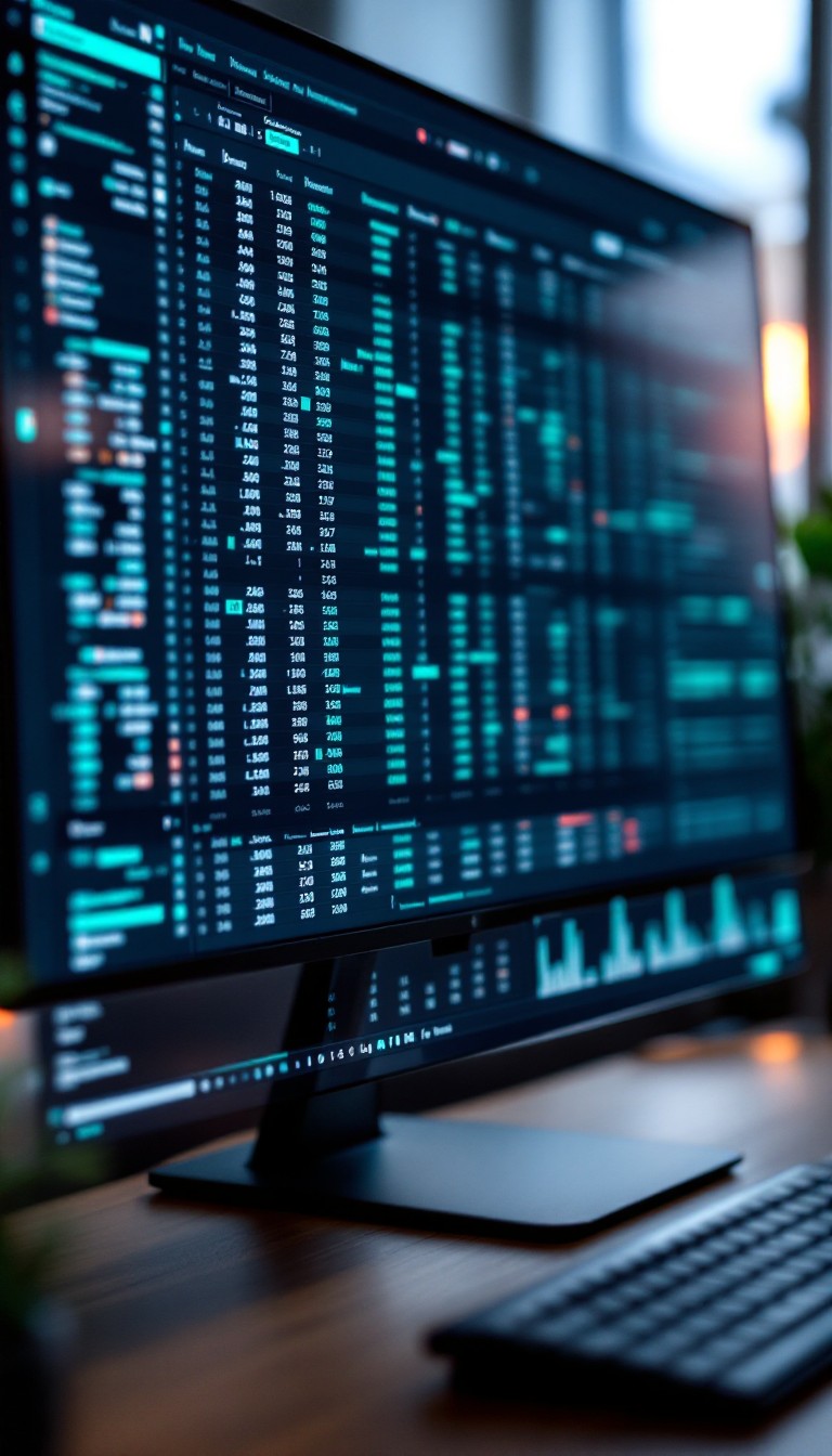 Spreadsheet on screen